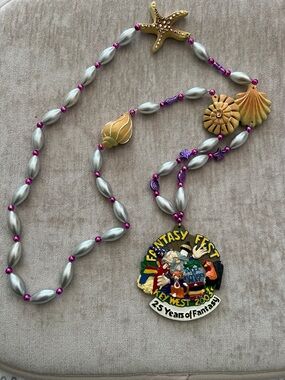 Fantasy Fest 25 Years Necklace - Silver & Fuchsia Beads